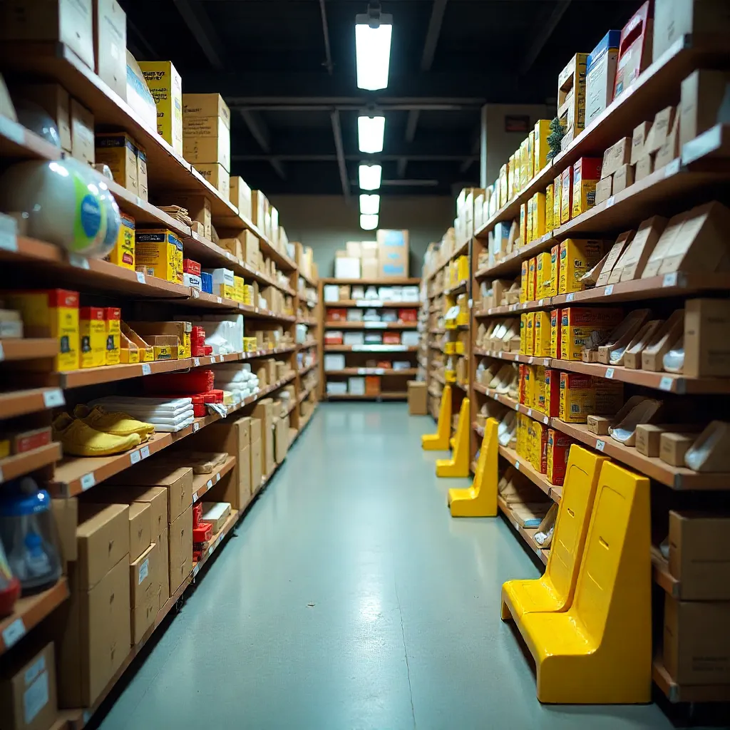 Hallway with safety lighting and navigation aids